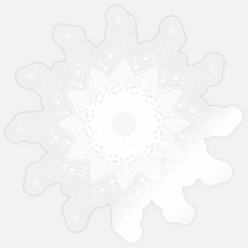 Musical Mandala Snowflake Pattern - Sticker size S (10 x 10 cm) - transparent glossy
