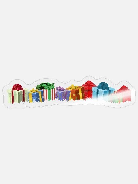 Bunte Geschenke Pakete - Sticker Größe S (10 x 10 cm) - Transparent glänzend