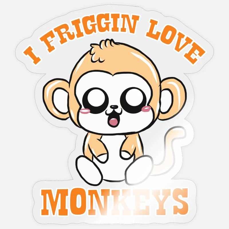 singe - Sticker taille S (10 x 10 cm) - brillant transparent