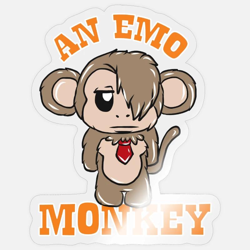 Singe Emo Sticker taille S (10 x 10 cm)