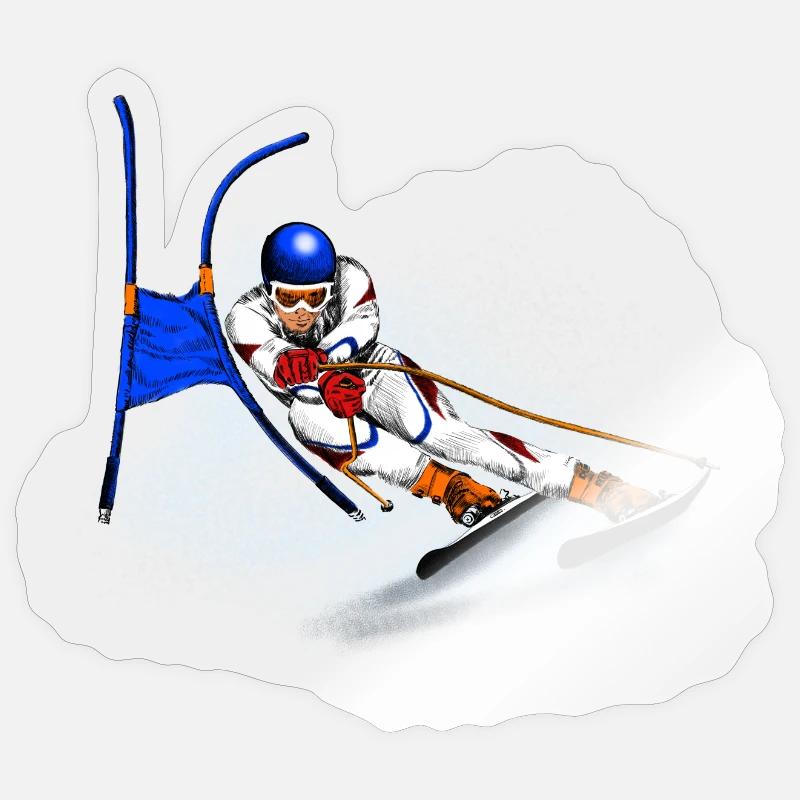 Ski - Sticker taille S (10 x 10 cm) - brillant transparent