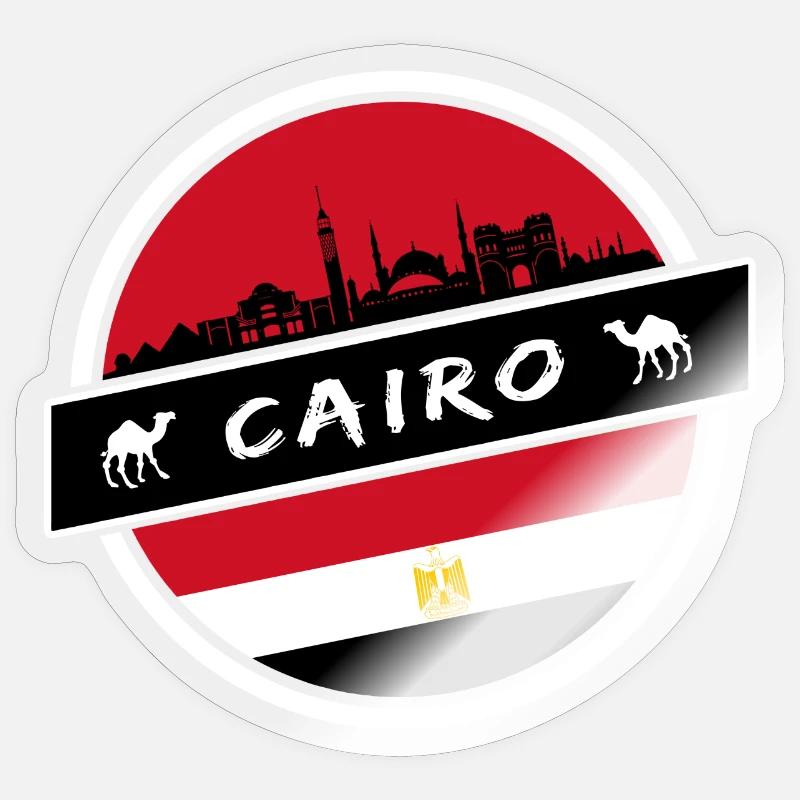Conception du Caire en Egypte avec drapeau Sticker taille S (10 x 10 cm)