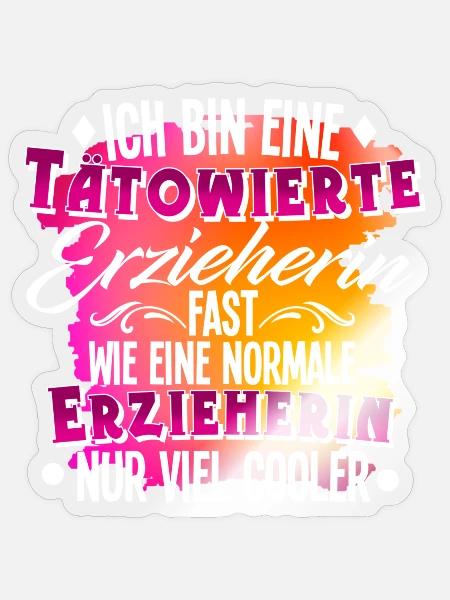 Erzieherin Tätowierung - Sticker Größe S (10 x 10 cm) - Transparent glänzend