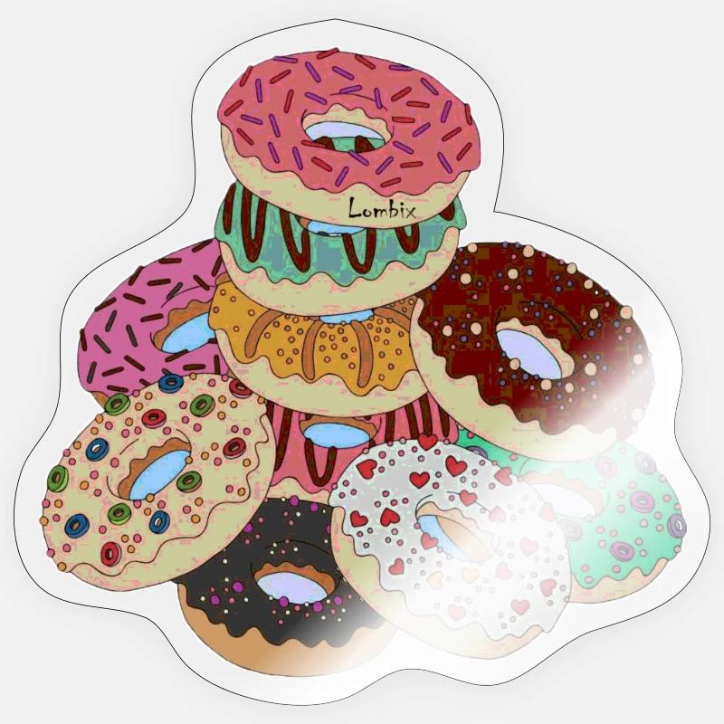 Pyramide der Regenbogen-Donuts - Sticker Größe S (10 x 10 cm) - Transparent glänzend