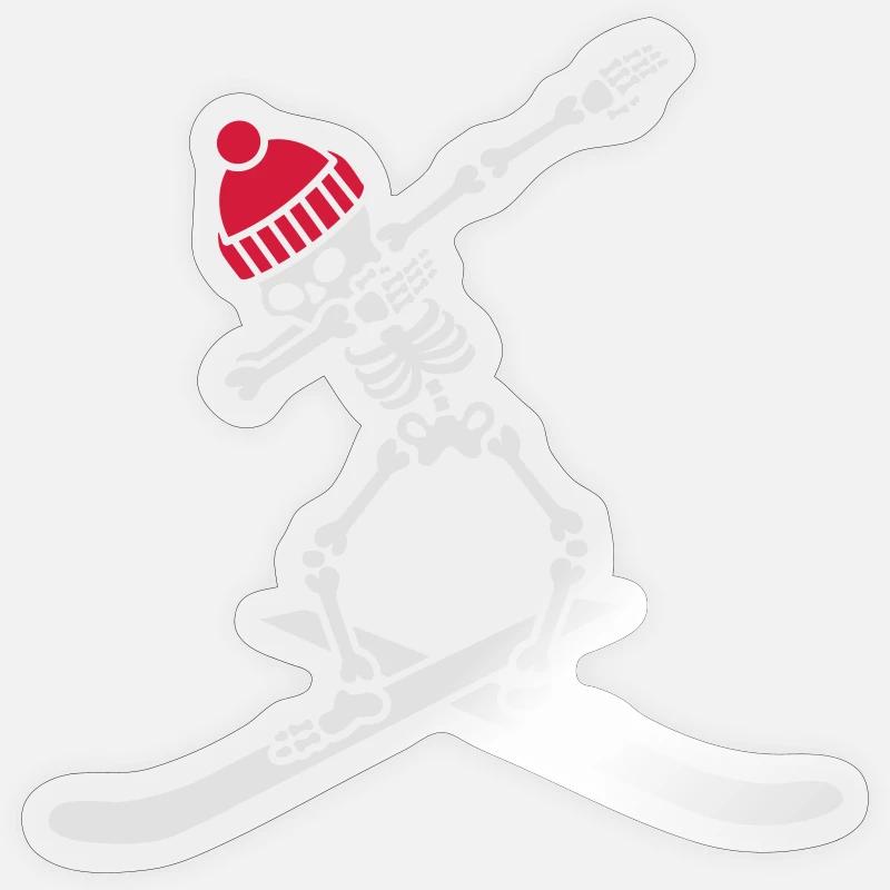 Dab dabbing skeleton ski skiing - Sticker size S (10 x 10 cm) - transparent glossy