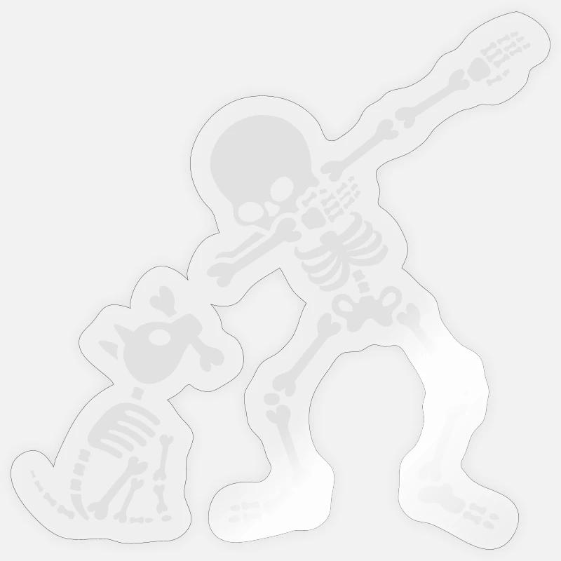 Dab dabbing skeleton Pet Dog Bone - Sticker taille S (10 x 10 cm) - brillant transparent
