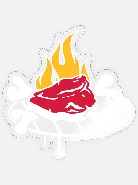 Steak mit Knochen auf dem Grill - Sticker Größe S (10 x 10 cm) - Transparent glänzend