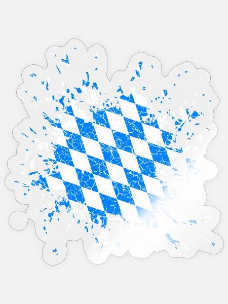 Bayerische Flagge Splatter Bayern Bavaria - Sticker Größe S (10 x 10 cm) - Transparent glänzend
