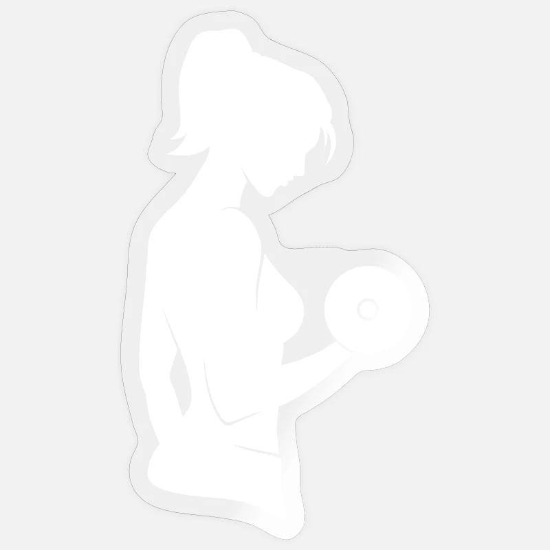 Entraînement de musculation avec haltères - Sticker taille S (10 x 10 cm) - brillant transparent