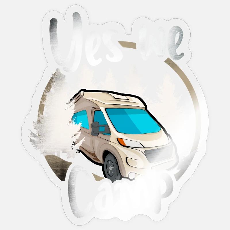 Oui nous campons - Sticker taille S (10 x 10 cm) - brillant transparent