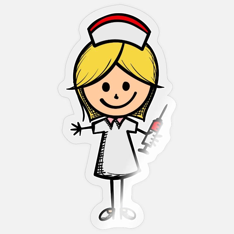 Infirmière aide-soignante Assistante sociale - Sticker taille S (10 x 10 cm) - brillant transparent