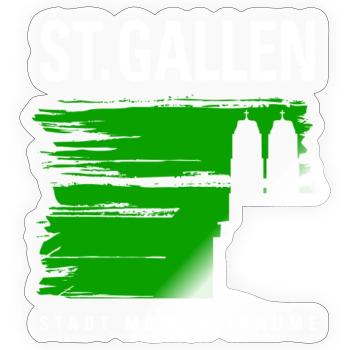 St.Gallen mit Münster - Sticker Größe S (10 x 10 cm) - Transparent glänzend - Vorne