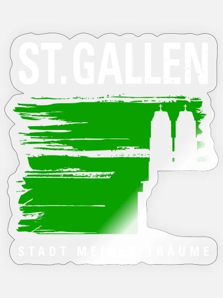St.Gallen mit Münster - Sticker Größe S (10 x 10 cm) - Transparent glänzend