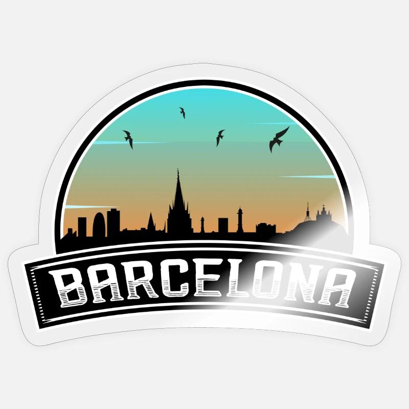 Barcelona Spanien Skyline Spanisches Souvenir - Sticker Größe S (10 x 10 cm) - Transparent glänzend