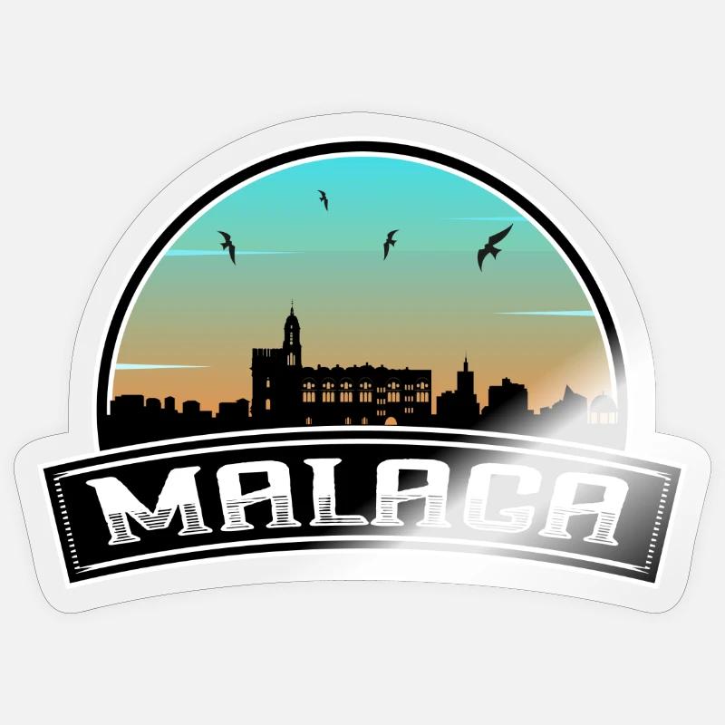 Malaga Spanien Skyline Spanisches Souvenir - Sticker Größe S (10 x 10 cm) - Transparent glänzend