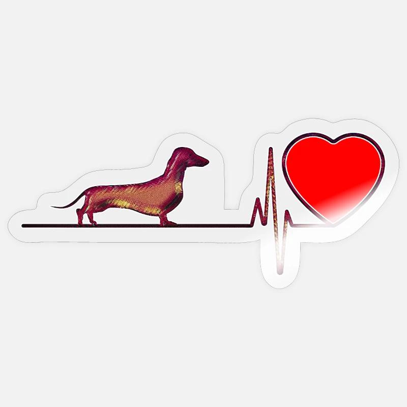 J'aime les teckels - Sticker taille S (10 x 10 cm) - brillant transparent