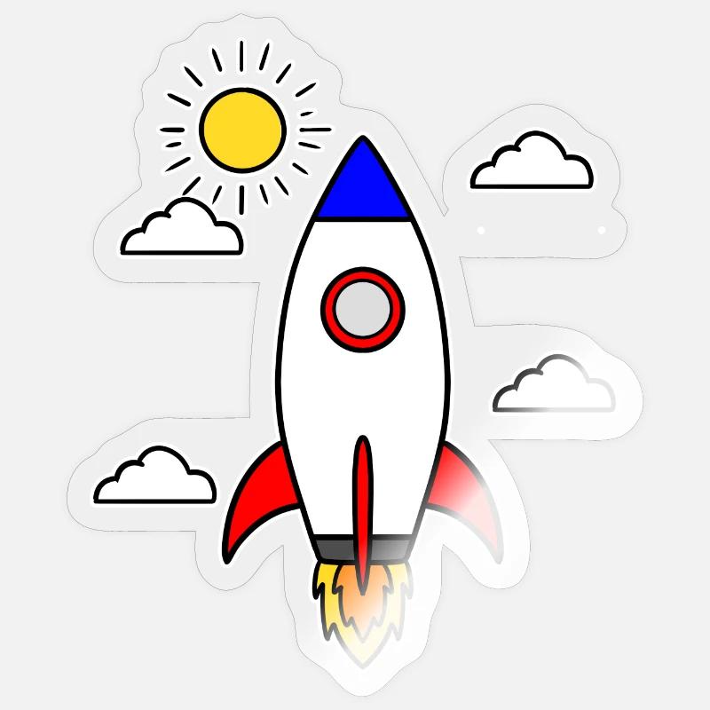 Schulstart Rakete Raumschiff Schulbeginn Schule - Sticker Größe S (10 x 10 cm) - Transparent glänzend