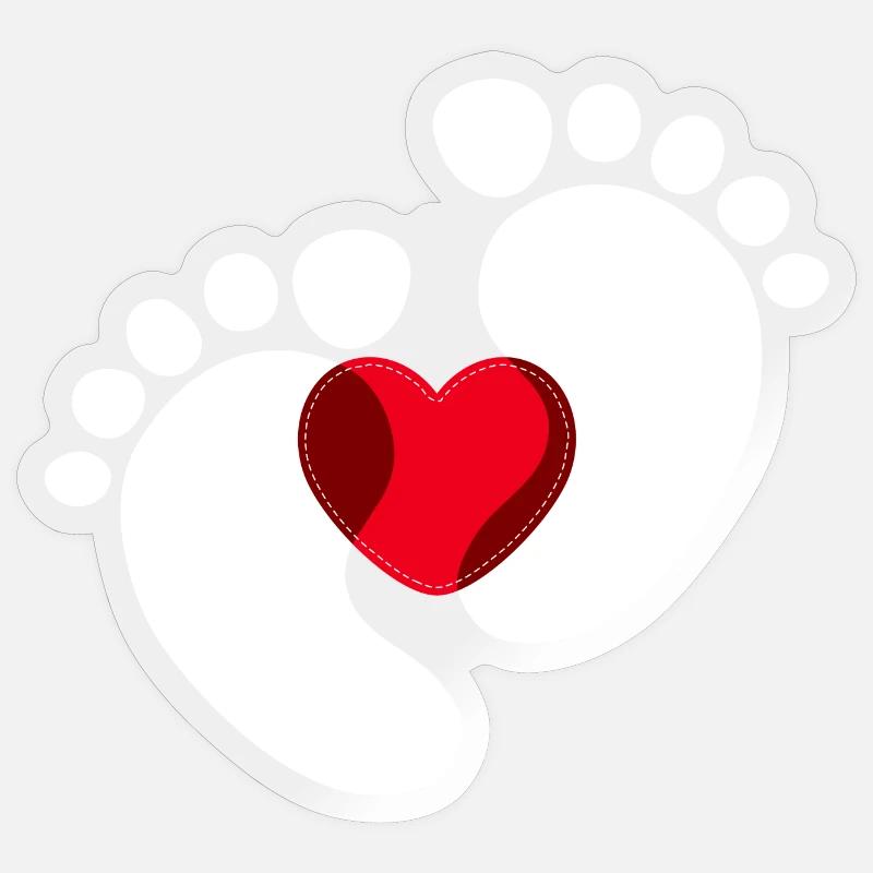 Bébé Pieds Bébé Enceinte Coeur - Sticker taille S (10 x 10 cm) - brillant transparent