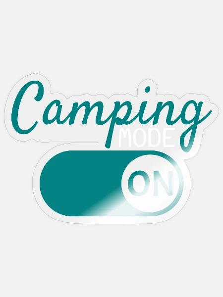 Camping Modus an - Sticker Größe S (10 x 10 cm) - Transparent glänzend