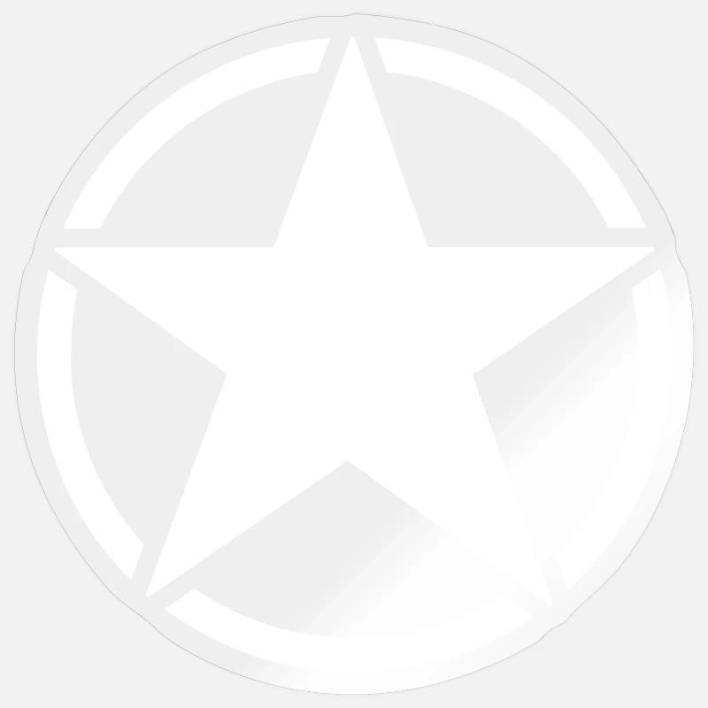 White star five branches in a white circle. - Sticker size S (10 x 10 cm) - transparent glossy