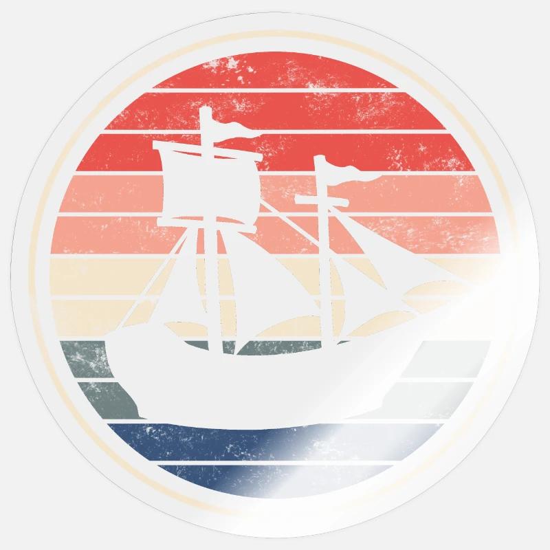 Bateau voilier - Sticker taille S (10 x 10 cm) - brillant transparent