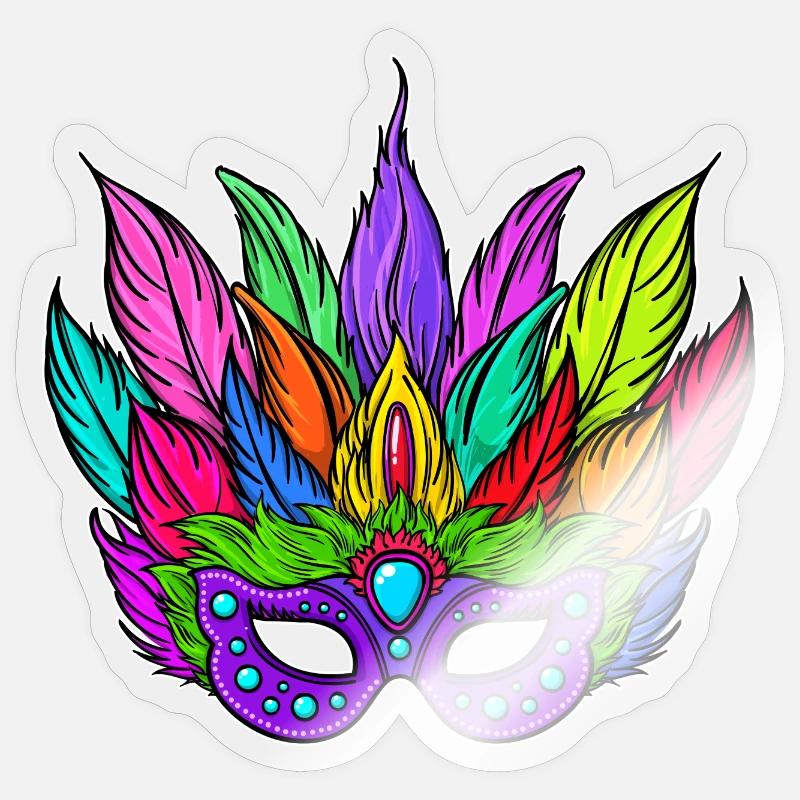 Masques Carnaval carnaval - Sticker taille S (10 x 10 cm) - brillant transparent