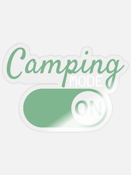 Camping Mode On - Sticker Größe S (10 x 10 cm) - Transparent glänzend