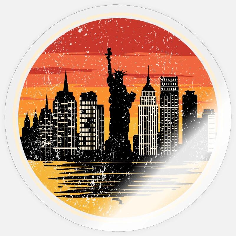 Coucher de soleil Liberty Skyline - Sticker taille S (10 x 10 cm) - brillant transparent