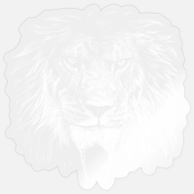 Lion Biker - Sticker taille S (10 x 10 cm) - brillant transparent