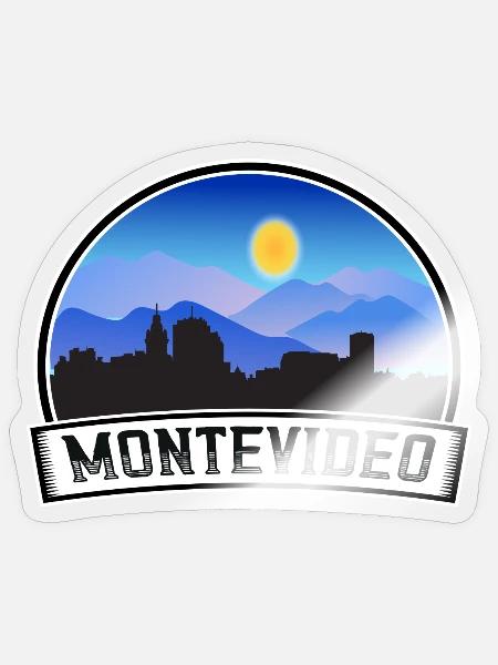 Montevideo Uruguay Skyline Vintage Sonnenuntergang Reisen S - Sticker Größe S (10 x 10 cm) - Transparent glänzend