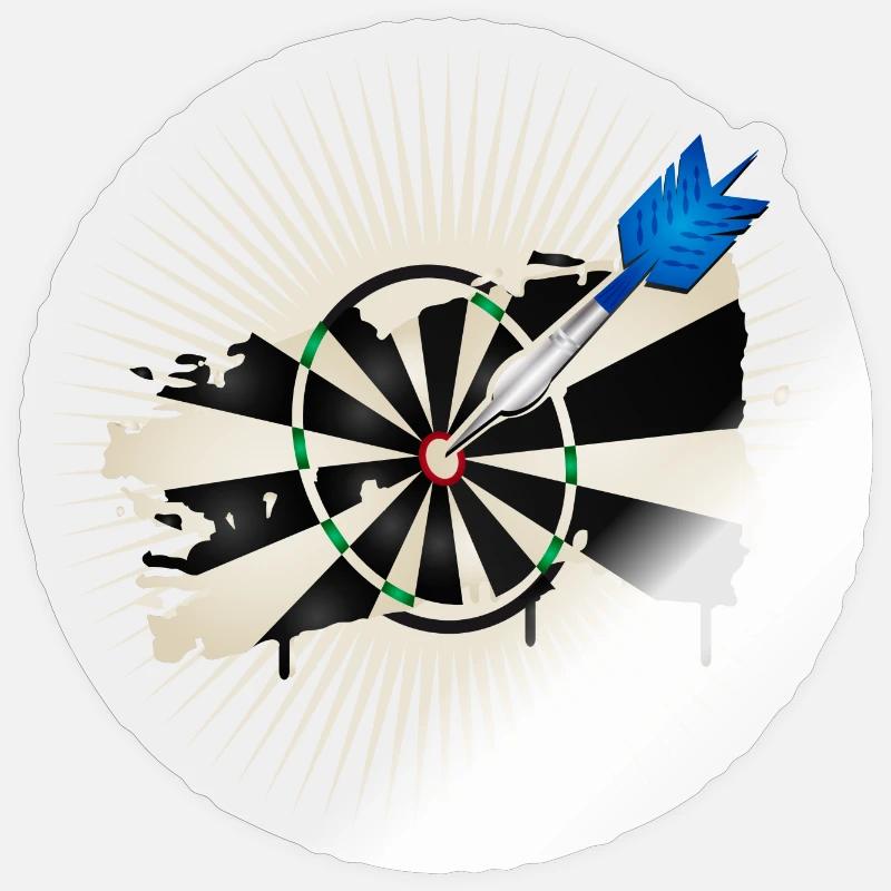 jeu de fléchettes radiant avec flèche de fléchette bleue Sticker taille S (10 x 10 cm)