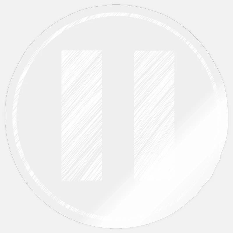 Handgezeichnetes Pause-Symbol im Scribble-Look - Sticker Größe S (10 x 10 cm) - Transparent glänzend