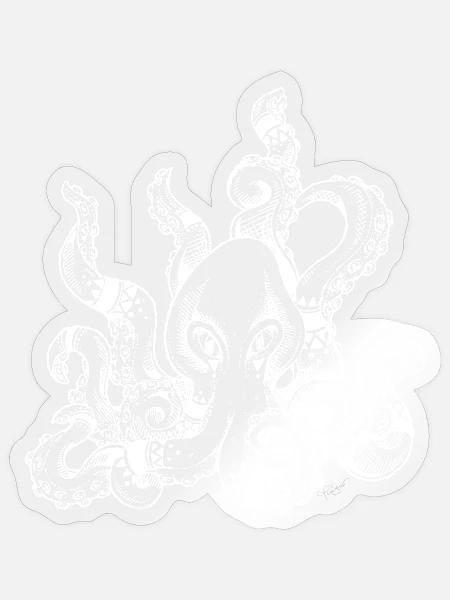 Kraken weiß | Oktopus | Abenteuer | Tintenfisch - Sticker Größe S (10 x 10 cm) - Transparent glänzend