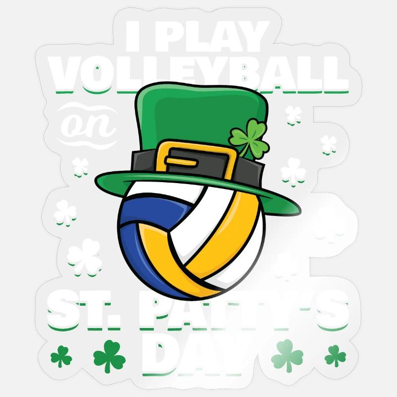 Volleyball de la Saint-Patrick - Sticker taille S (10 x 10 cm) - brillant transparent