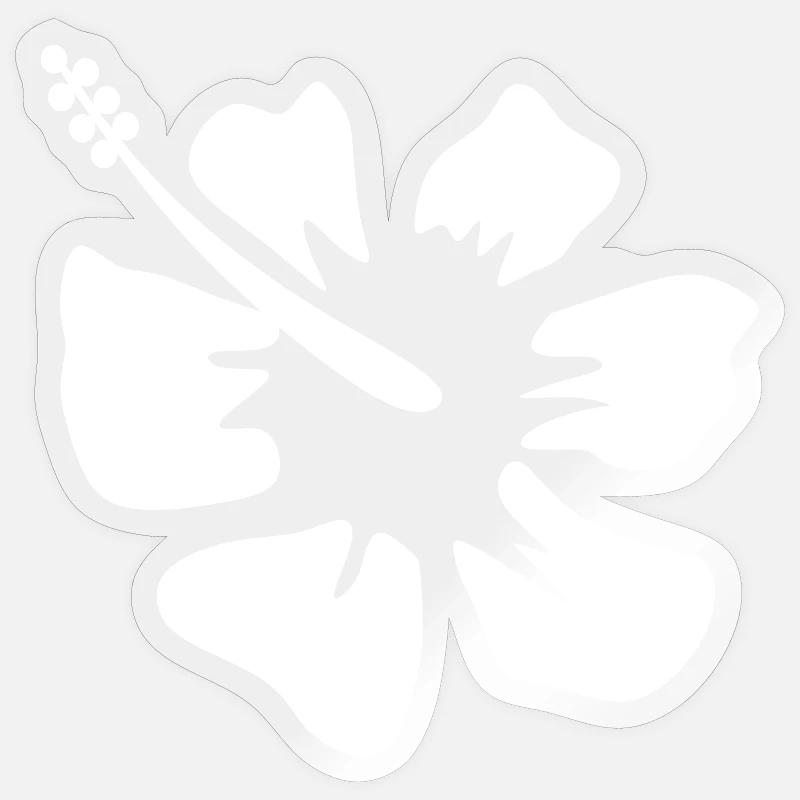 Fleur Blanche Fleur Blanche Fleurs Hibiscus Blanc - Sticker taille S (10 x 10 cm) - brillant transparent
