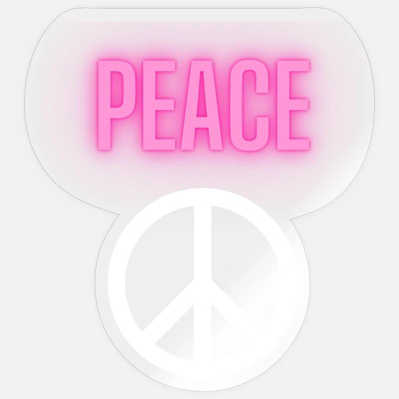 Peace - Neon - Front only - Sticker size S (10 x 10 cm) - transparent glossy