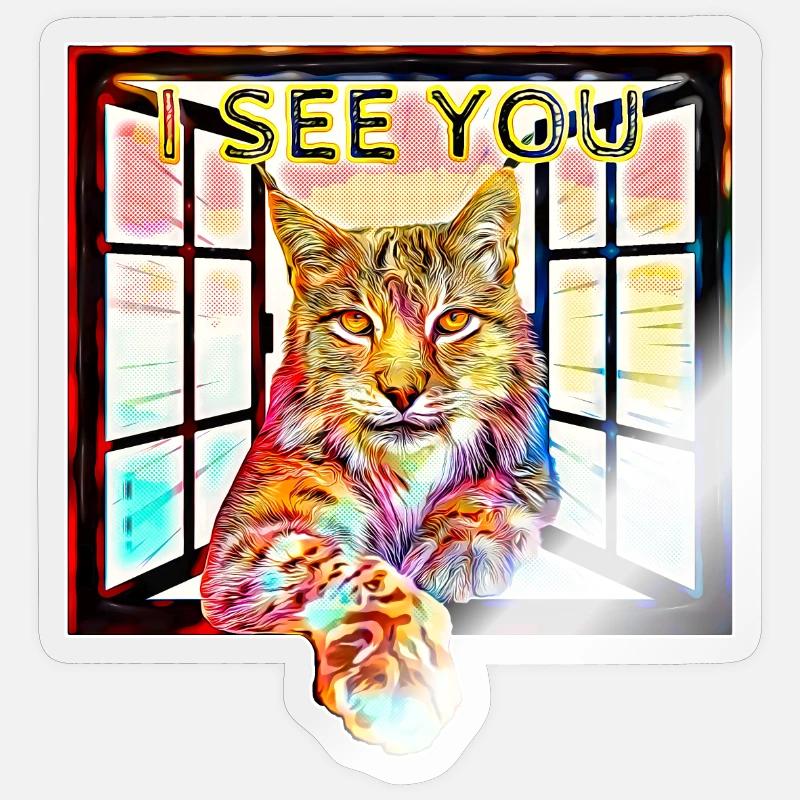 Le lynx avec sa perspective - Sticker taille S (10 x 10 cm) - brillant transparent