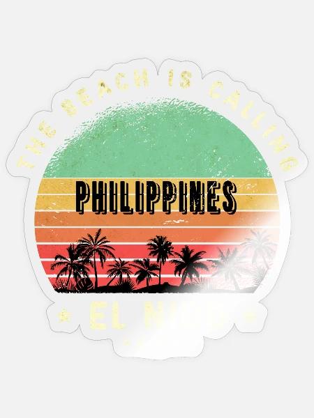 El Nido Philippinen Palmen Design - Sticker Größe S (10 x 10 cm) - Transparent glänzend