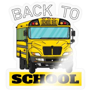 Back to school, Schulbeginn, Schulbus - Sticker Größe S (10 x 10 cm) - Transparent glänzend - Vorne