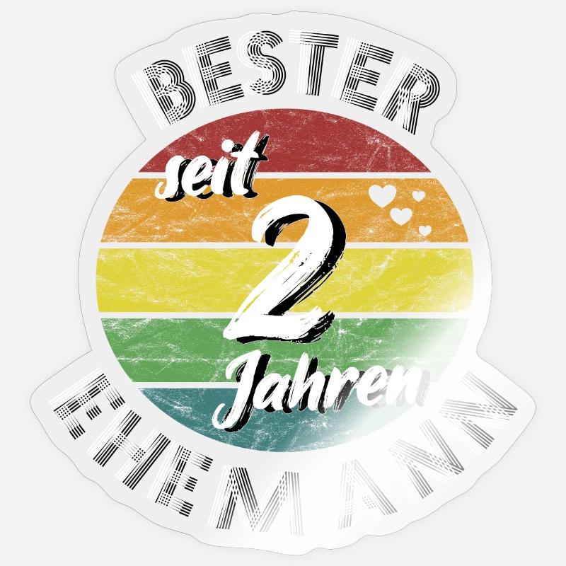 bester Ehemann seit 2 Jahren 2. Hochzeitstag retro - Sticker Größe S (10 x 10 cm) - Transparent glänzend