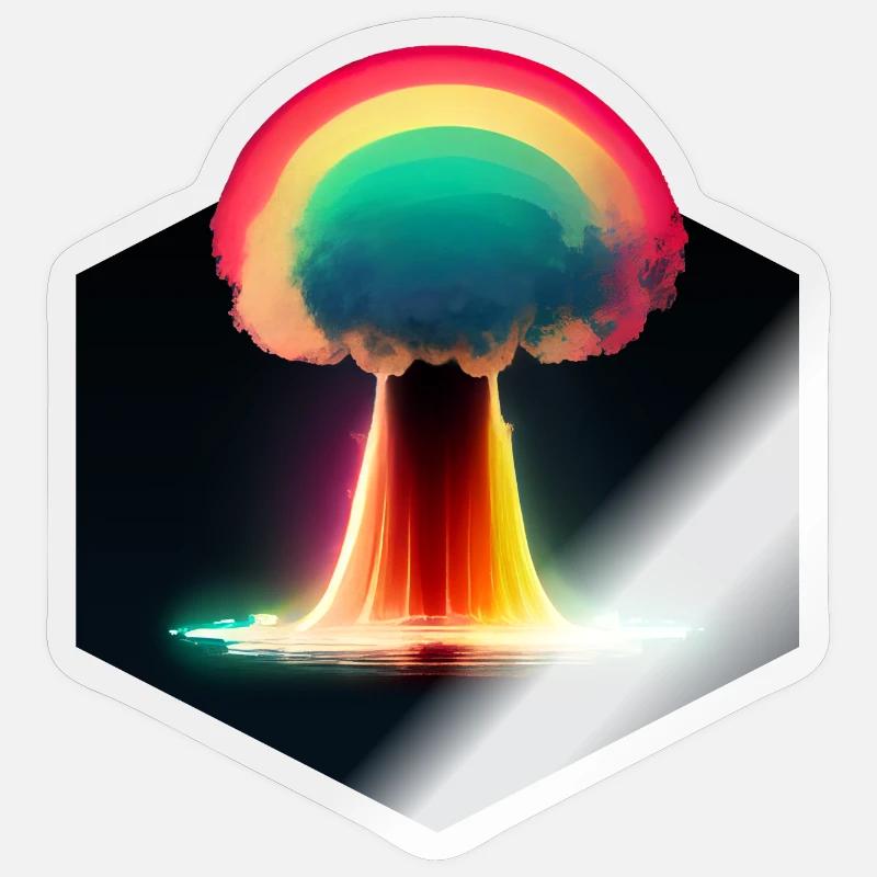 Explosion nucléaire arc-en-ciel - Sticker taille S (10 x 10 cm) - brillant transparent
