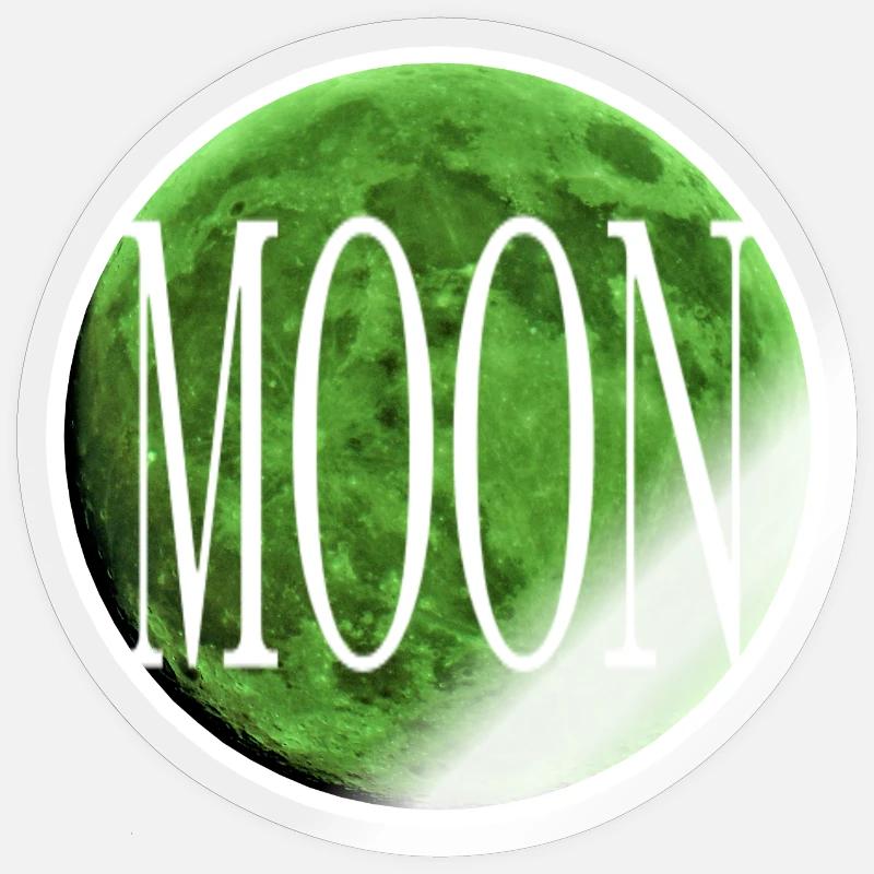 Encart - Lune vert émeraude - Sticker taille S (10 x 10 cm) - brillant transparent
