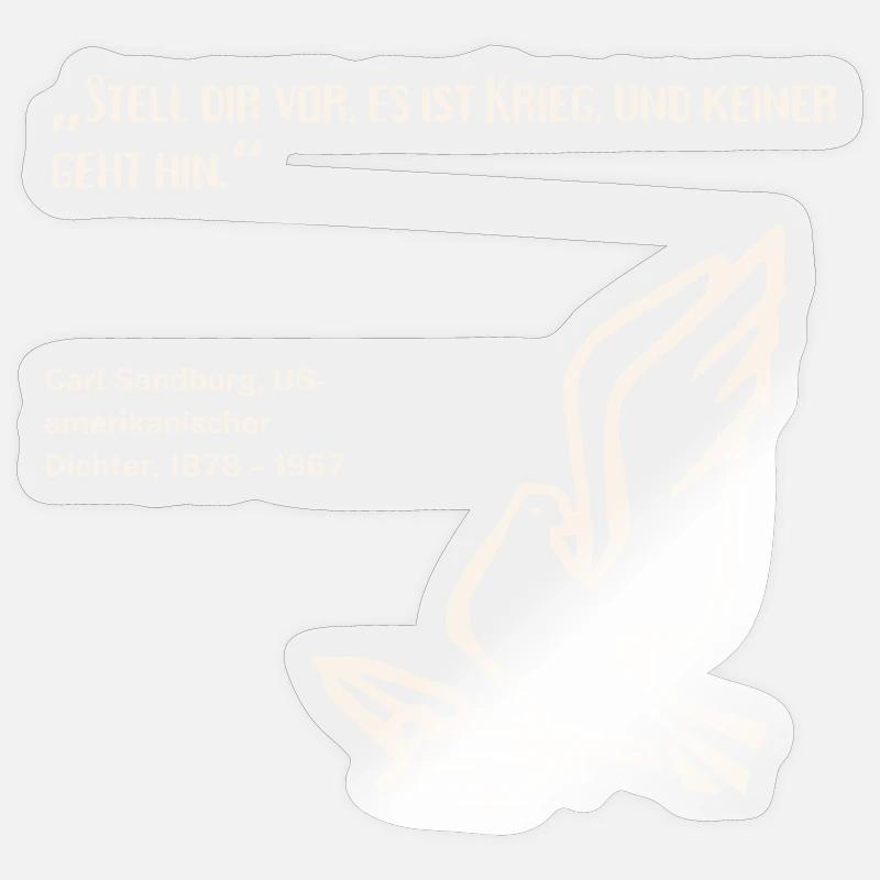 Zitat Dichter Frieden Krieg - Sticker Größe S (10 x 10 cm) - Transparent glänzend