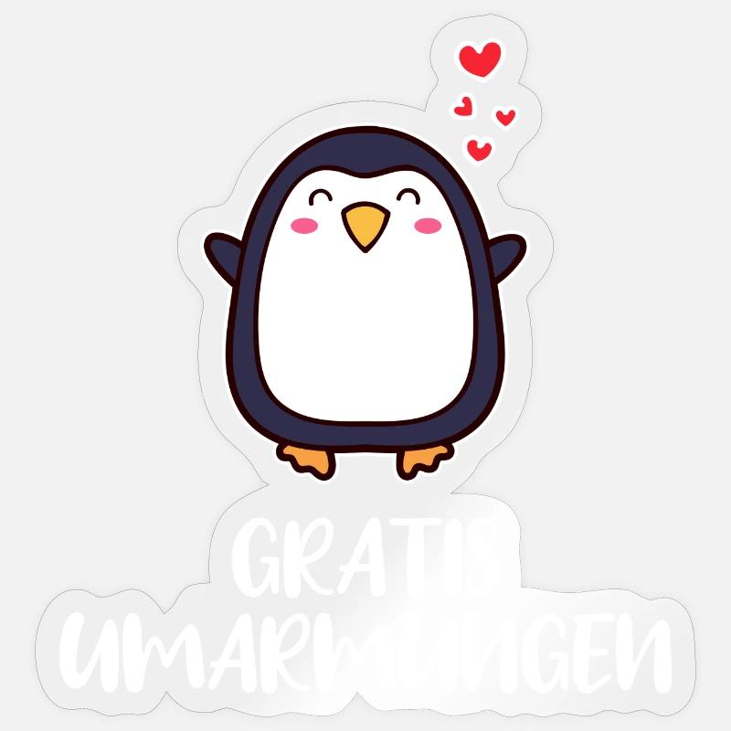 Süß Pinguin Statement Herz Tier Vogel Arktis - Sticker Größe S (10 x 10 cm) - Transparent glänzend