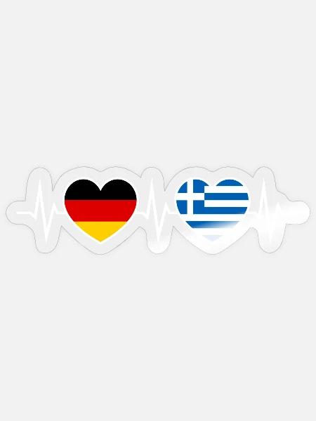 Deutsch-Grieche Deutsch Griechisch Zwei Herzen EKG - Sticker Größe S (10 x 10 cm) - Transparent glänzend