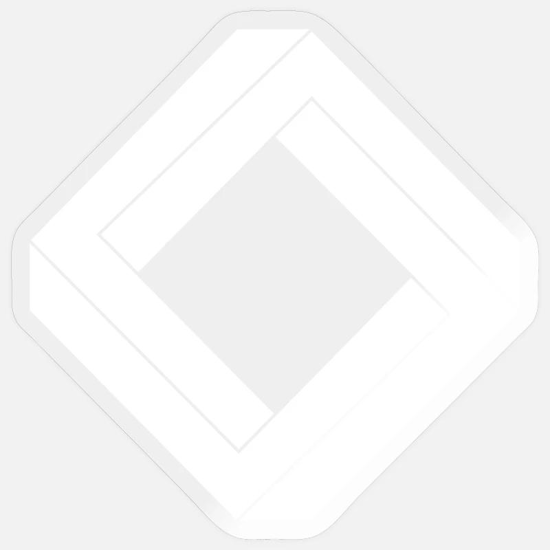 square impossible white design - Sticker size S (10 x 10 cm) - transparent glossy