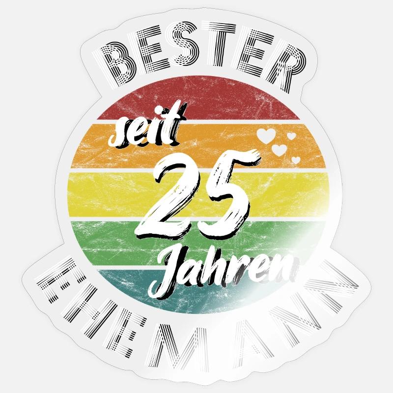 bester Ehemann seit 25 Jahren Silberhochzeit retro - Sticker Größe S (10 x 10 cm) - Transparent glänzend