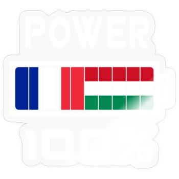 La Hongrie et France Power 100 % - Sticker taille S (10 x 10 cm) - brillant transparent - Devant
