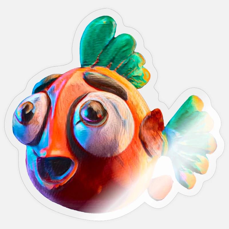 Poisson rouge choquant Sticker taille S (10 x 10 cm)