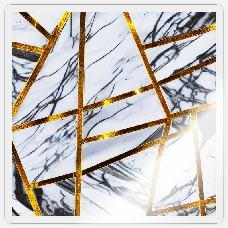 Marbre Or Blanc - Sticker taille S (10 x 10 cm) - brillant transparent